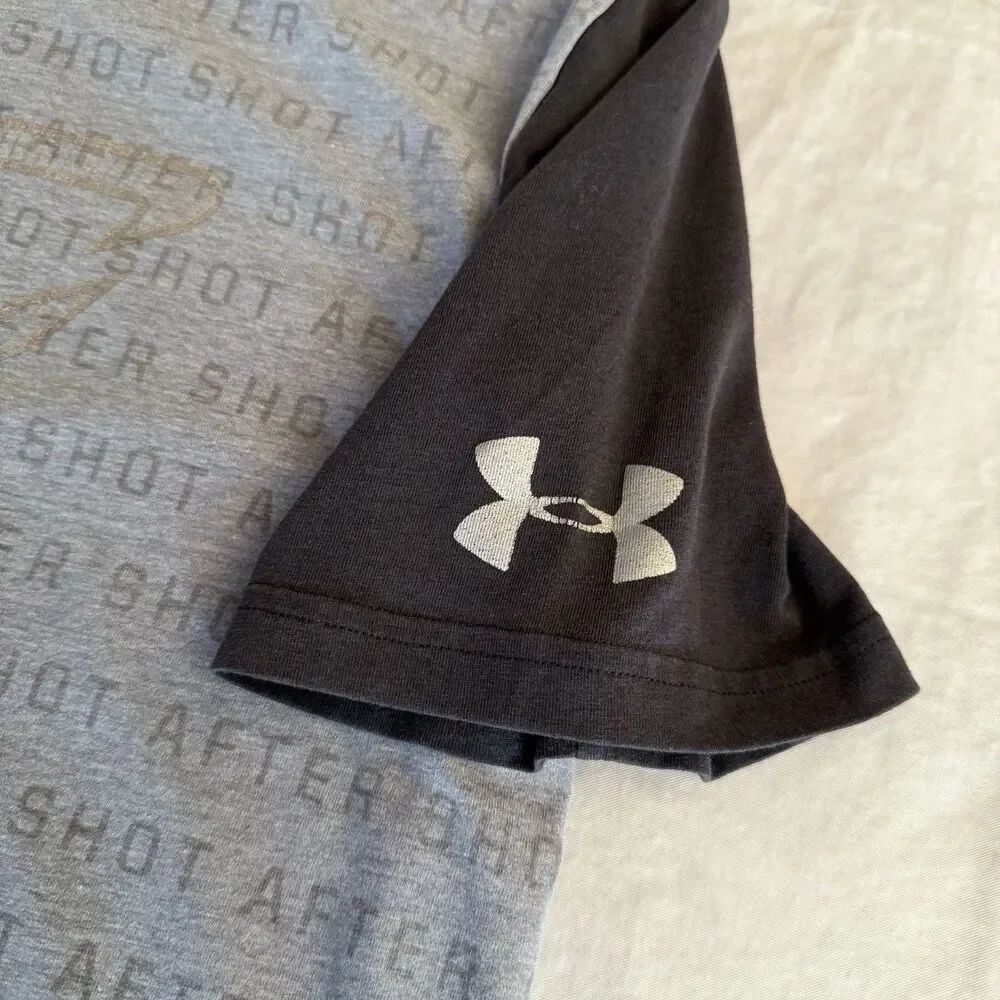 Under Armour Boys Steph Curry After Shot Grey Black Tshirt Loose Fit UA Youth XL